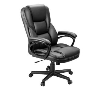 LACOO Big and Tall Black Leather High Back Executive Chair with Swivel Seat