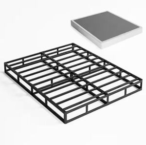 HOMZENE 5 in. H Queen Size Box Spring with Metal Structure, Mattress Foundation with Frabric Cover, Heavy-Duty