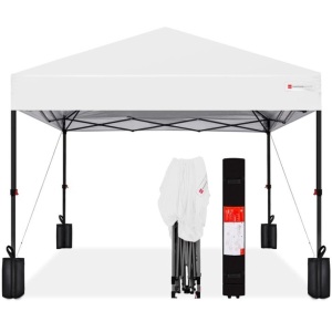 One-Person Setup Instant Pop Up Canopy w/ Case, 4 Weight Bags - 10x10ft