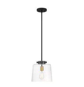 Hampton Bay Mullins 10 in. 1-Light Coal and Honey Gold Pendant Hanging Light