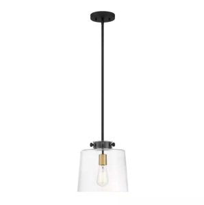 Lot of (2) Hampton Bay Mullins 10 in. 1-Light Coal and Honey Gold Pendant Hanging Light