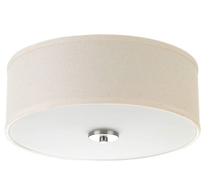 Progress Lighting Inspire Collection 13 in. 2-Light Brushed Nickel Transitional Kitchen Ceiling Light Drum Flush Mount