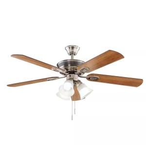 Hampton Bay Glendale III 52 in. LED Indoor Brushed Nickel Ceiling Fan with Light and Pull Chains