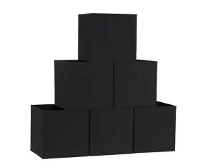 Black Fabric Cube Storage Bin, 11 in. H x 11 in. W x 11 in. D, 6-Pack