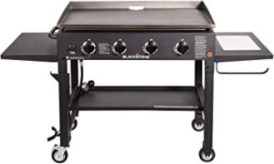 Blackstone 36" 4 Burner Propane Fuelled Flat Top Griddle with Built in Cutting Board, Garbage Holder and Side Shelf 
