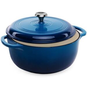 Cast-Iron Dutch Oven Kitchen Cookware w/ Enamel, Handles - 6qt