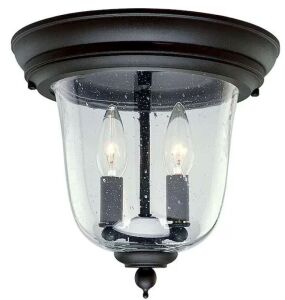 Progress Lighting Ashmore Collection 2-Light Textured Black Clear Seeded Glass New Traditional Outdoor Close-to-Ceiling Light