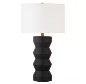 Meyer&Cross Carlin 26.5 in. Matte Black Ribbed Ceramic Table Lamp