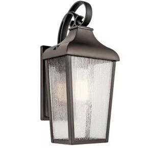 KICHLER Forestdale 14.75 in. 1-Light Olde Bronze Outdoor Hardwired Wall Lantern Sconce