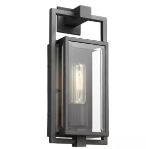 SATCO Exhibit Matte Black Outdoor Hardwired Wall Lantern Sconce