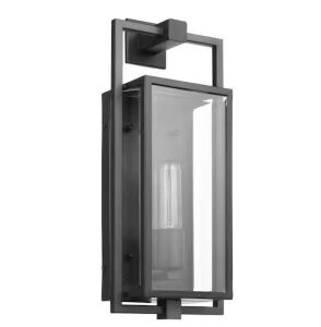 SATCO Exhibit Matte Black Outdoor Hardwired Wall Lantern Sconce