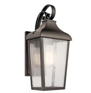 KICHLER Forestdale 14.75 in. 1-Light Olde Bronze Outdoor Hardwired Wall Lantern Sconce