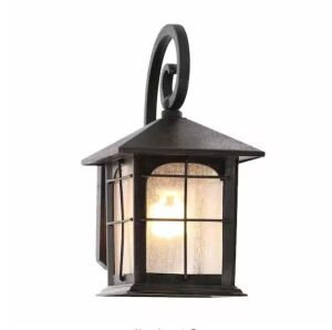 Home Decorators Collection Brimfield 12.75 in. Aged Iron 1-Light Line Voltage Outdoor Wall Light Lantern Sconce 