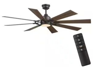 Home Decorators Collection Makenna 60 in. Indoor/Outdoor Matte Black Ceiling Fan with Integrated LED with Light Kit, DC Motor and Remote