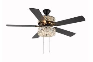 River of Goods Gracie Grand 52 in. Silver with Clear Crystal LED Ceiling Fan With Light