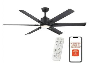 Home Decorators Collection Kensgrove II 60 in. Smart Indoor/Outdoor Matte Black Ceiling Fan with Remote 