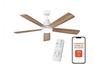 Hampton Bay Nevali 52 in. White Color Changing LED Indoor Matte White Ceiling Fan with Light and Remote