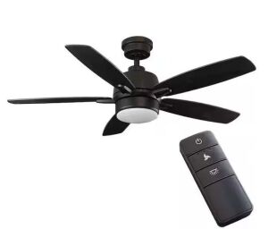 Home Decorators Collection Fawndale 46 in. Indoor Integrated LED Bronze Ceiling Fan with Light Kit, 5 Reversible Blades and Remote Control