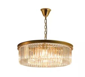 23.62 in. 8-Light Modern Crystal Round Gold Chandelier with Crystal Shade