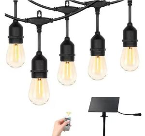 15 Bulbs 50 ft. Outdoor Solar LED Edison String-Light with Remote Control