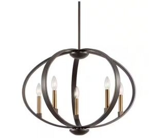 KICHLER Elata 27 in. 5-Light Olde Bronze Contemporary Candle Globe Chandelier for Dining Room