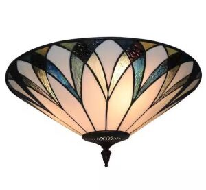 18 in. 3-Light Retro Elegant Stained Glass Flush Mount Ceiling Light