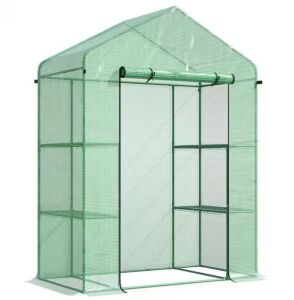 OutSunny 56 in. L x 28.75 in. W x 76.75 in. H PE, Steel Green Greenhouse