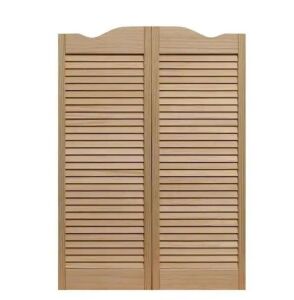 Pinecroft 32 in. x 42 in. Dixieland Louvered Unfinished Pine Wood Saloon Door