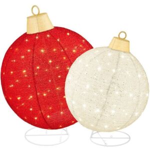 2pc Lighted Pop-Up Christmas Ornaments Decoration w/ 180 LED Lights, Stand