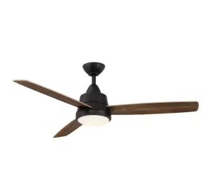 Hampton Bay Caprice 52 in. Integrated LED Indoor Matte Black Ceiling Fan with Light Kit and Remote Control