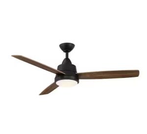 Hampton Bay Caprice 52 in. Integrated LED Indoor Matte Black Ceiling Fan with Light Kit and Remote Control