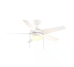 Home Decorators Collection Windward 44 in. LED Indoor Matte White Ceiling Fan with Light Kit