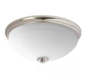 Progress Lighting Replay 2-Light Polished Nickel Flush Mount with Etched White Glass