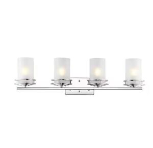 JONATHAN Y Fairfax 32 in. 4-Light Chrome Metal/Frosted Glass Contemporary Glam LED Vanity Light