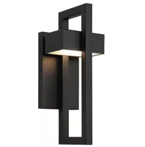 1-Light Black LED Outdoor Wall Lantern Sconce