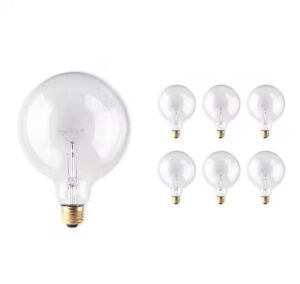 Bulbrite 60-Watt Warm White Light G40 (E26) Medium Screw Base Dimmable Clear Incandescent Light Bulb, 2700K, 6 Pack 