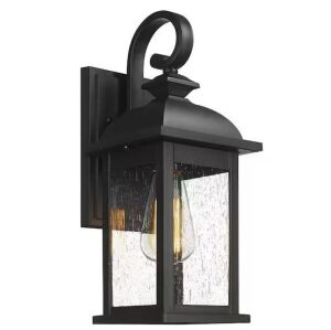 JAZAVA 21.3 Large Exterior in. Black Outdoor Hardwired Wall Lantern Sconce