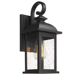 JAZAVA 21.3 Large Exterior in. Black Outdoor Hardwired Wall Lantern Sconce