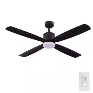 Home Decorators Collection Kitteridge 52 in. LED Indoor Matte Black Ceiling Fan with Light Kit