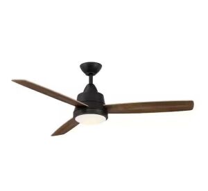 Hampton Bay Caprice 52 in. Integrated LED Indoor Matte Black Ceiling Fan with Light Kit and Remote Control