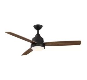 Hampton Bay Caprice 52 in. Integrated LED Indoor Matte Black Ceiling Fan with Light Kit and Remote Control