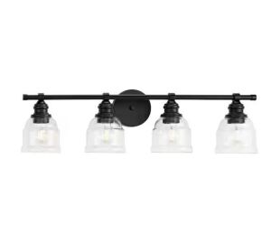 Progress Lighting Ambrose 23.5 in. 4-Light Matte Black with Clear Glass Shades New Traditional Bath Vanity Light