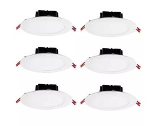 Commercial Electric Box on Top Integrated LED 6 in Round Canless Recessed Light for Kitchen Bathroom Livingroom, White Soft White 6-Pack