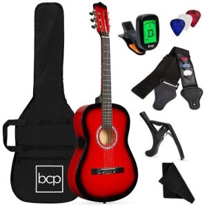 Beginner Acoustic Guitar Set w/ Case, Strap, Strings - 38in