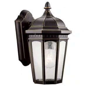 KICHLER Courtyard 11 in. 1-Light Rubbed Bronze Outdoor Hardwired Wall Lantern Sconce