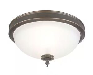 Lot of (18) Hampton Bay Eastpoint 13 in. 2-Light Oil Rubbed Bronze Flush Mount with Frosted Glass Shade