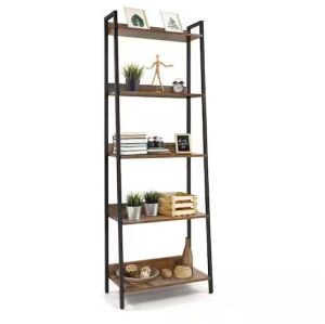 67 in. Rustic Oak Bookcase Shelf Organizer, 24 in. W 5 Tier