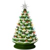 Large Pre-Lit Ceramic Christmas Tree Decoration w/ LED Light, Timer - 18in