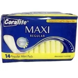 Coralite Regular Maxi Pads, 14ct, 8 Pack