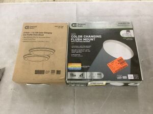 Lot of (2) Commercial Electric LED Color Changing Flush Mount Lights